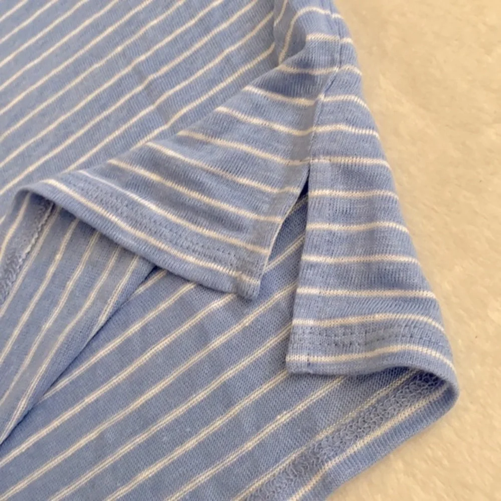 Vince | Linen Striped Long Sleeve Boxy Fit Shirt VNBXG0367 Blue/White (4) - Picture 9 of 15